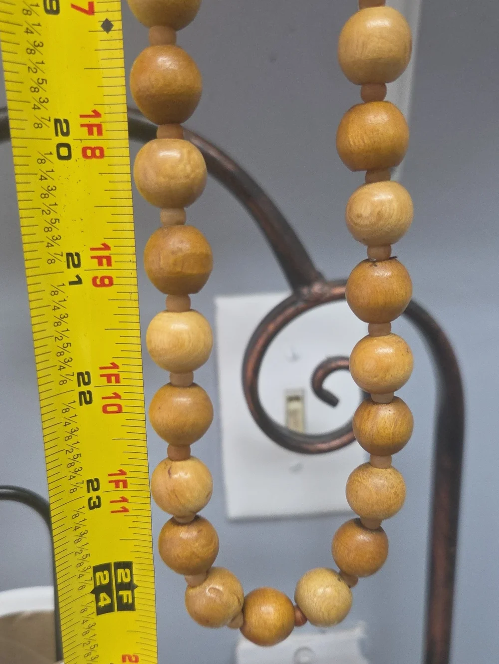 Natural Wood Beaded Necklace - Golden Brown